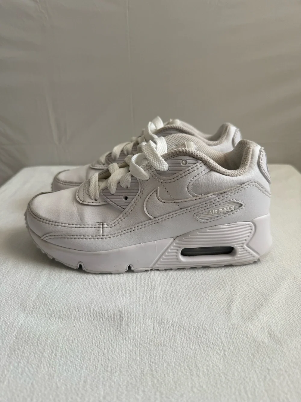 Nike Air Max 90 LTR PS Triple White Kids Size 1Y CD6867-100 No Box